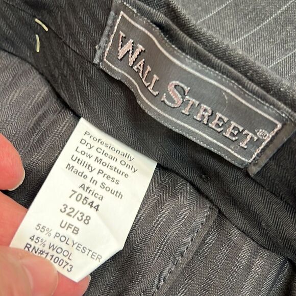 Wall Street Wool Blend dark gray pinstripe Dress Pants 32/38 NWT - Picture 6 of 8
